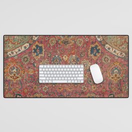 Persian Medallion Rug IV // 16th Century Distressed Red Green Blue Flowery Colorful Ornate Pattern Desk Mat