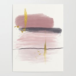 Abstract and Organic Watercolor Painting Pink & Gold II Poster