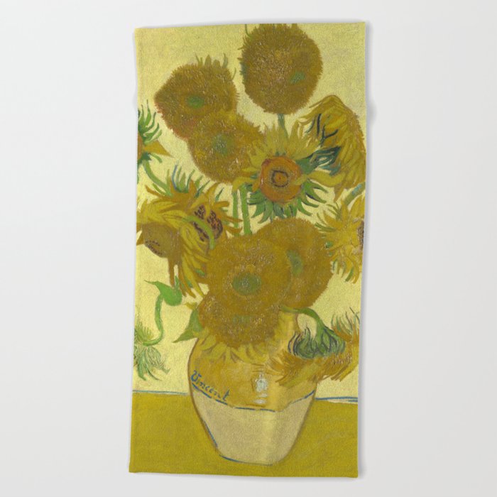 Sunflowers by Vincent van Gogh Beach Towel