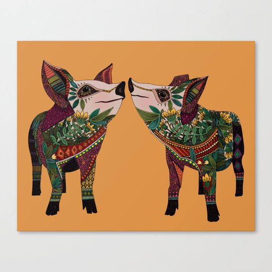 pig love amber Canvas Print