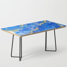 Ocean Blue Glamour Faux Agate Texture  Coffee Table