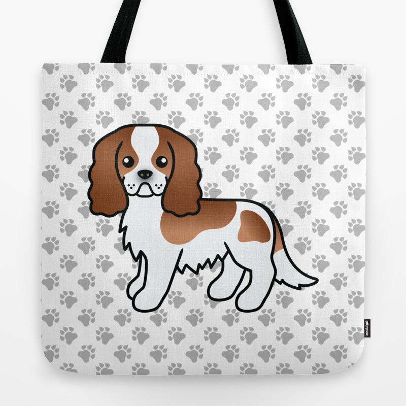 Cute Blenheim Cavalier King Charles Spaniel Dog Cartoon