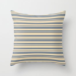 [ Thumbnail: Tan and Slate Gray Colored Stripes Pattern Throw Pillow ]