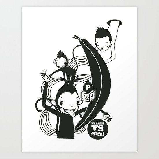 WARREN VS MONKEY BANANA Art Print
