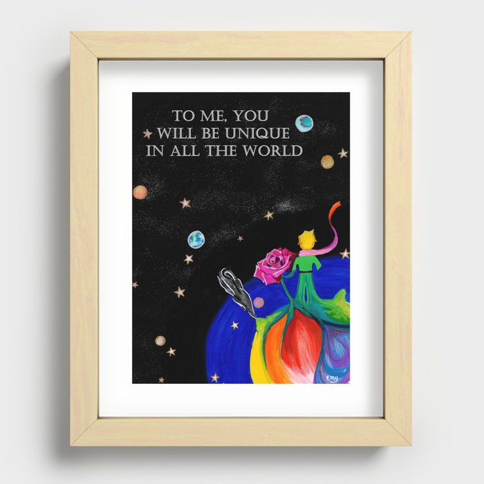 The Little Prince/Le Petit Prince (Novella, 1943) Quote "To Me, You Will Be Unique..." TYPED TEXT Recessed Framed Print