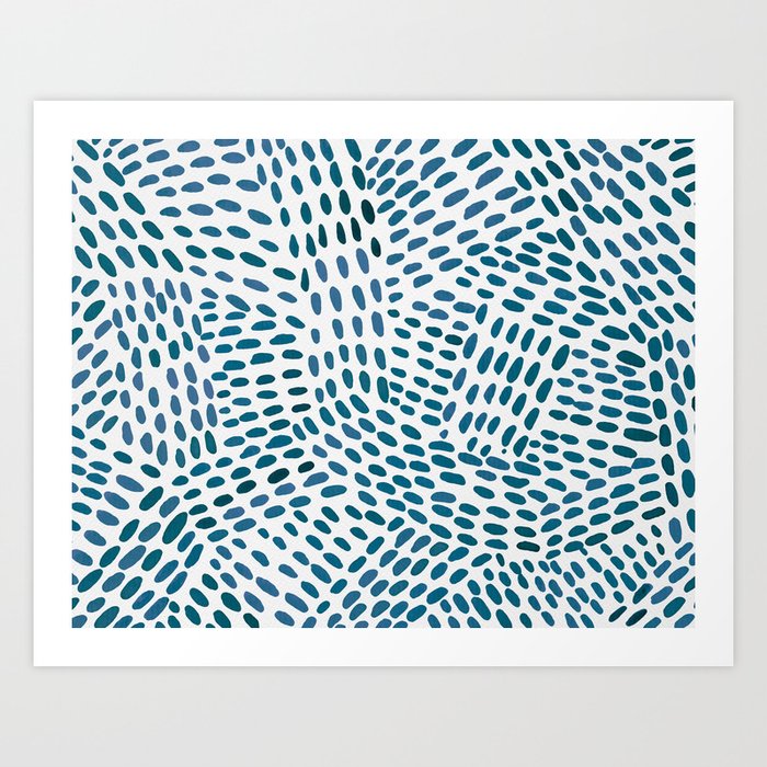 Watercolor  dotted lines - dark blue  Art Print