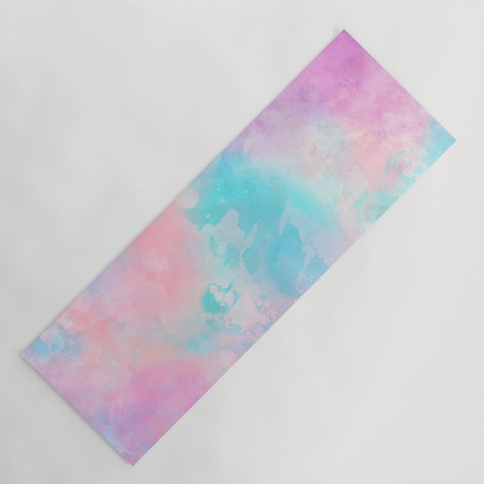 Bright Pink Turquoise Unicorn Watercolor Paint Background Yoga Mat
