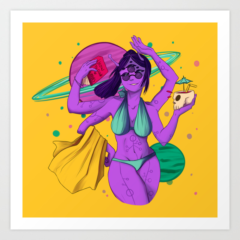Aesthetic Beach Alien Girl Art Print By Aremia17 Society6