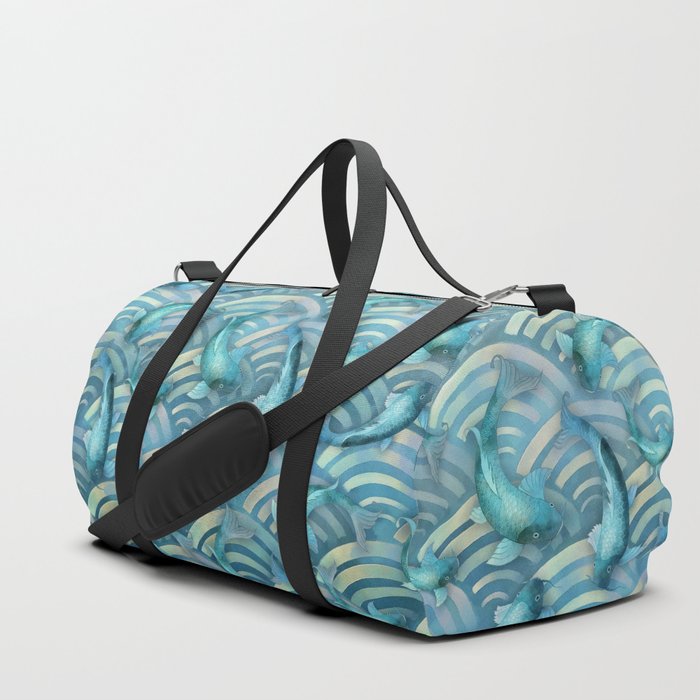 Blue Carp Koi Fish Duffle Bag