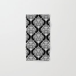 Black Monochrome Damask Pattern Hand & Bath Towel
