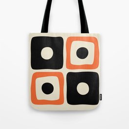 Mid Century Modern Square Dot Pattern 593 Black and Orange Tote Bag