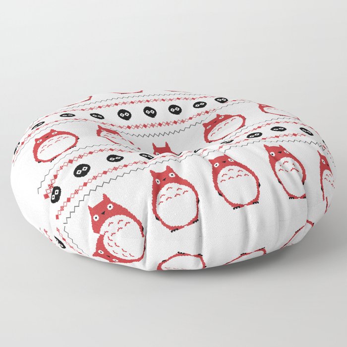 Ghibli Winter Pattern - Red Floor Pillow