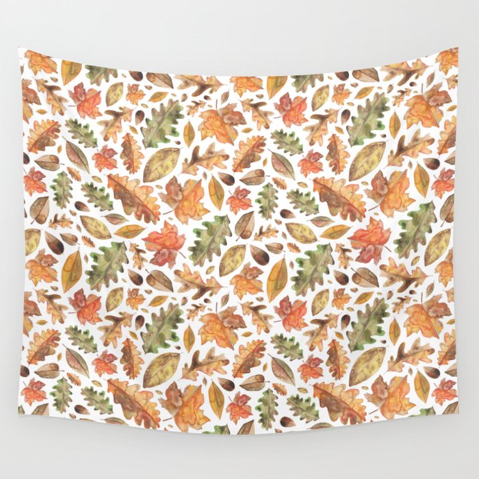 Watercolour Autumn Leaves. Wall Tapestry