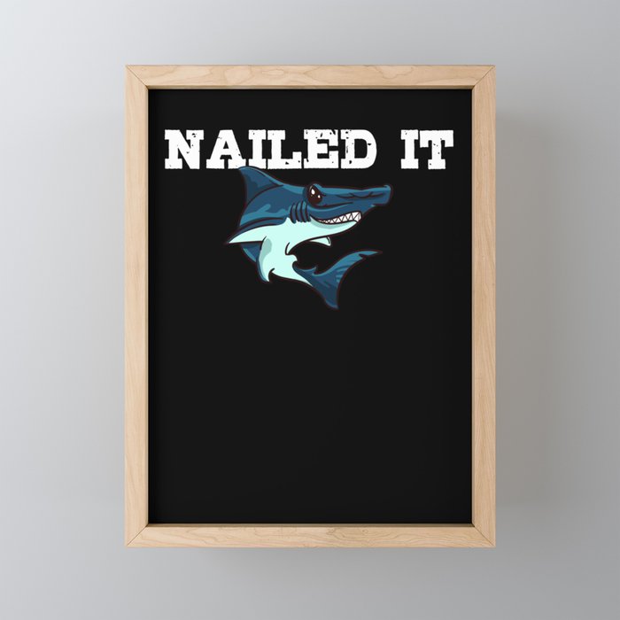 Hammerhead Shark Head Tooth Funny Framed Mini Art Print