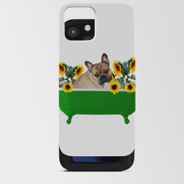 Bulldog - Green Bathtub with Sunflowers iPhone Card Case