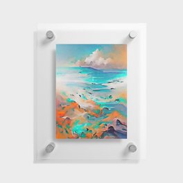 Ocean Sea Beach Coastal Landscape Abstract Watercolor Painting #1 Floating Acrylic Print