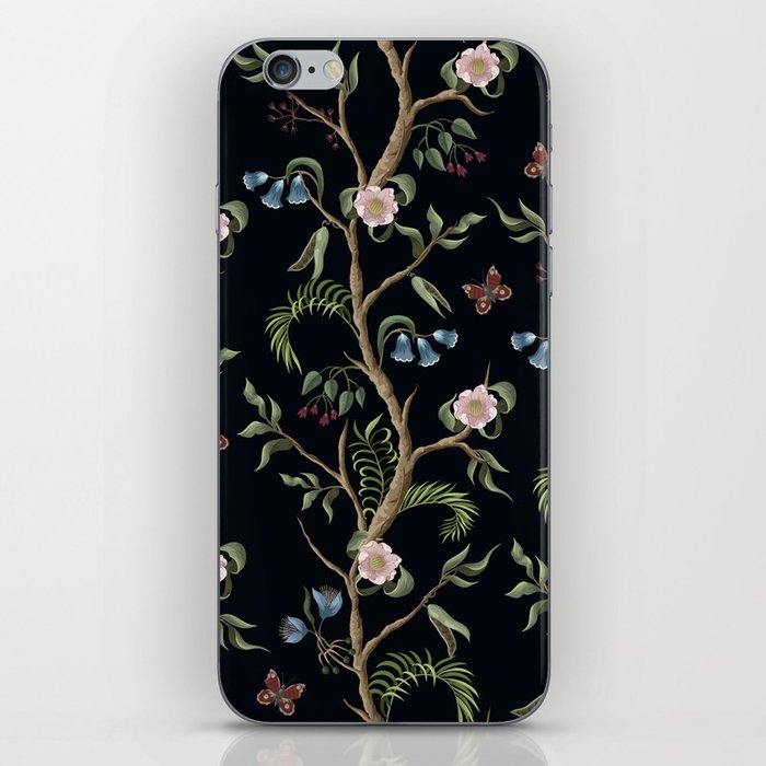 Tropical Chinoiserie Dark Peony Floral iPhone Skin