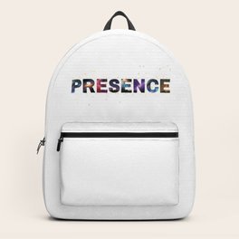 Presence space stars Universe photo frame letters text Backpack