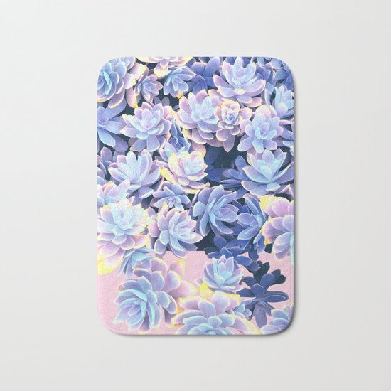 Cactus Fall - Blue and Pink Bath Mat