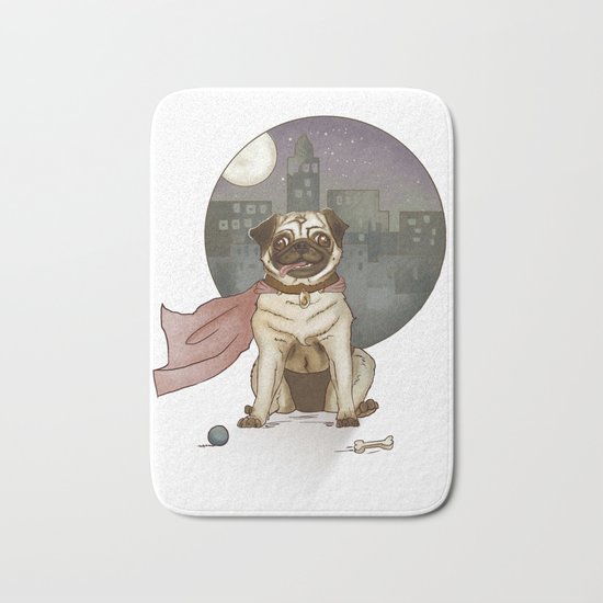 Super pug! Bath Mat