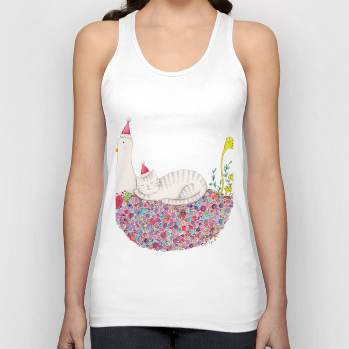 Christmas Cat and Duck Tank Top