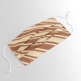 [ Thumbnail: Tan & Sienna Colored Striped Pattern Face Mask ]