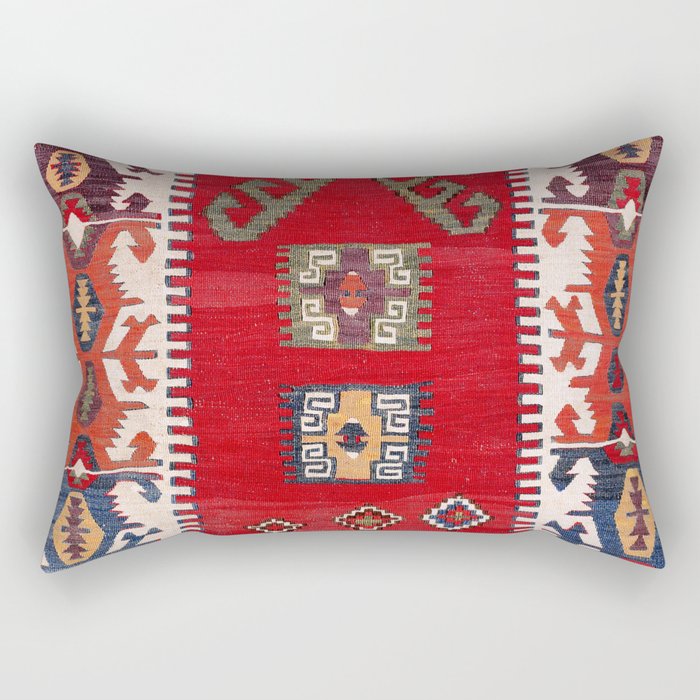 Aksaray Cappadocian Central Anatolian Niche Kilim Print Rectangular Pillow