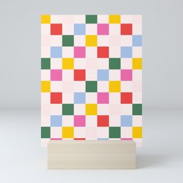 Retro Bauhaus Pattern | Abstract Shapes | Geometric Checks Mini Art Print