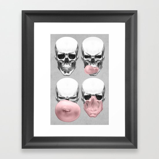 Skulls chewing bubblegum Framed Art Print