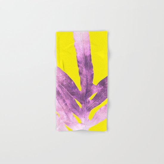 Green Fern on Bright Yellow Inverted Hand & Bath Towel
