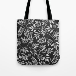 Black and White Leaves Pattern Tote Bag