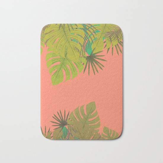 Tropical leaves 02 Bath Mat