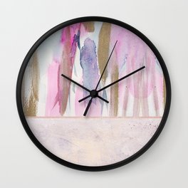 Rose Blush, Dreamy Pink And Blue Modern Abstract Art Wall Clock