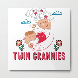 Twin Grannies Metal Print | Baby Bump, Going To Be A Big, Baby Stroller, Baby Foot, Mother And Son, Best Mom, New Daddy, Baby Shower, Graphicdesign, Newborn 