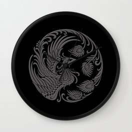Traditional Gray and Black Chinese Phoenix Circle Wall Clock | Phoenix, Traditionalphoenix, Circularphoenix, Chinesephoenix, Phoenixcircle, Bird, Dragon, Traditionalchinesephoenix, Circularchinesephoenix, Graphicdesign 