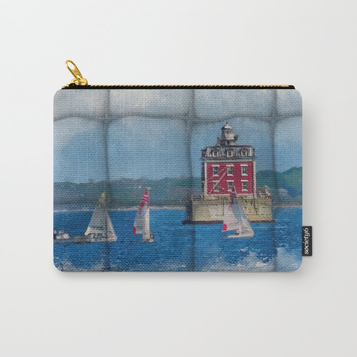 Lighthouse and Sail Nautical Art Print Carry-All Pouch