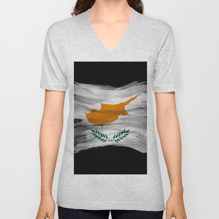 Cyprus flag brush stroke, national flag V Neck T Shirt