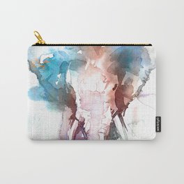 Elephant head / Abstract animal portrait. Carry-All Pouch | Decoration, Abstract, Mammal, Sketch, Savanna, White, Elephant, Handdrawn, Watercolor, Isolated 