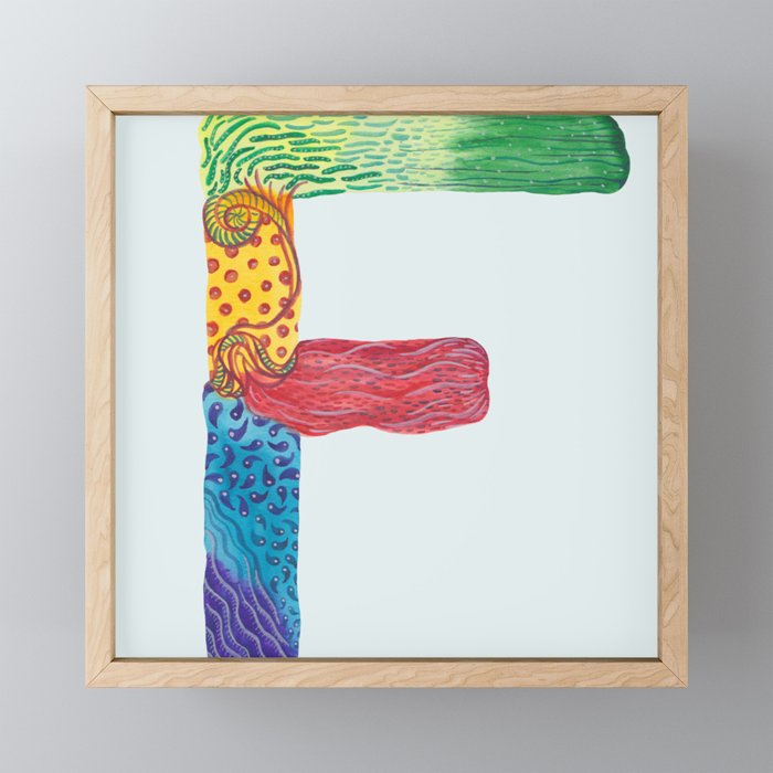 F for Fanny - Unique, personalised initial print. Framed Mini Art Print