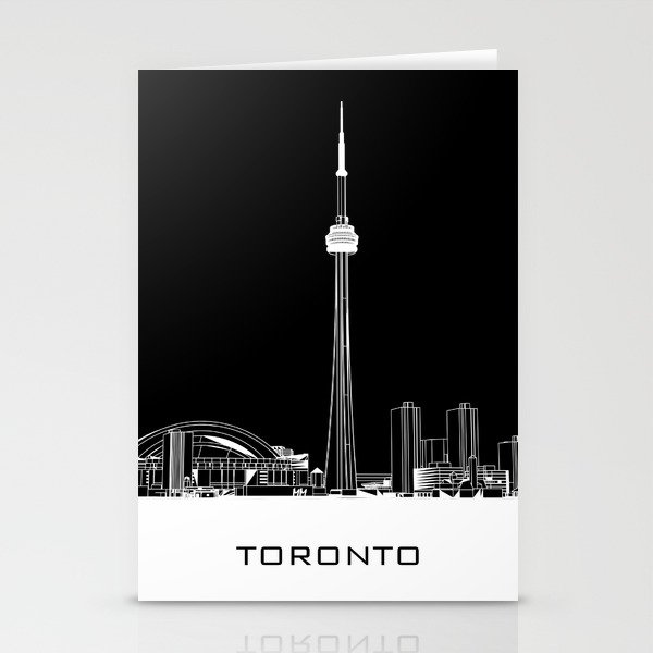 Toronto Skyline - White ground / Black Background Stationery Cards