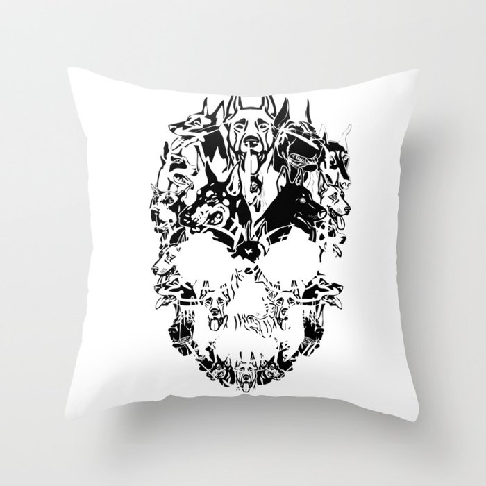 Doberman Dog Skull Gifts Doberman Skull Halloween Costumes  Throw Pillow