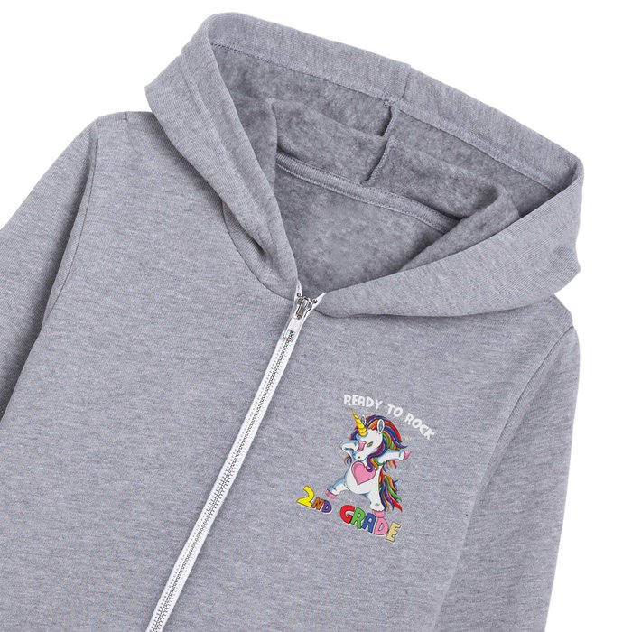 Ready To Rock 2nd Grade Dabbing Unicorn Kids Zip Hoodie by