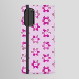 Modern Daisies Magenta Taupe On Pink Android Wallet Case