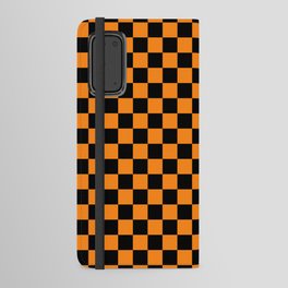 Orange and Black Checker Print Android Wallet Case