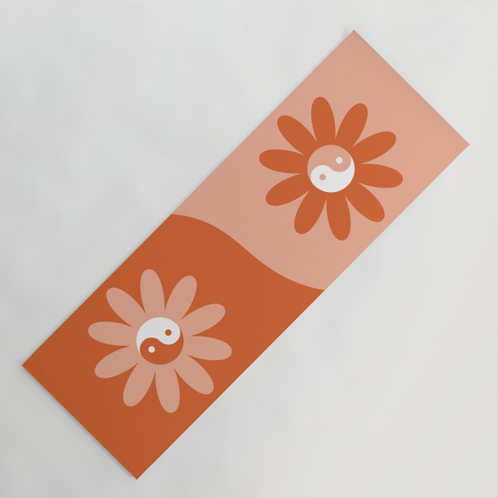 Yin Yang Flower in Orange & Peach Yoga Mat