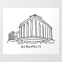 Parthenon Minimalist line Art Minstrelsy Art Print