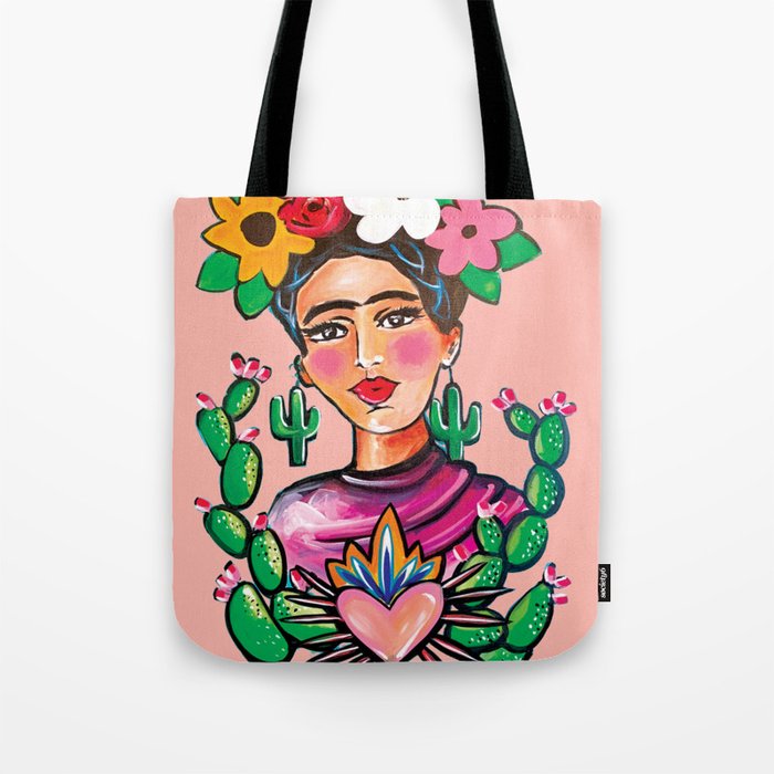 Mi Vida Frida Peach Tote Bag