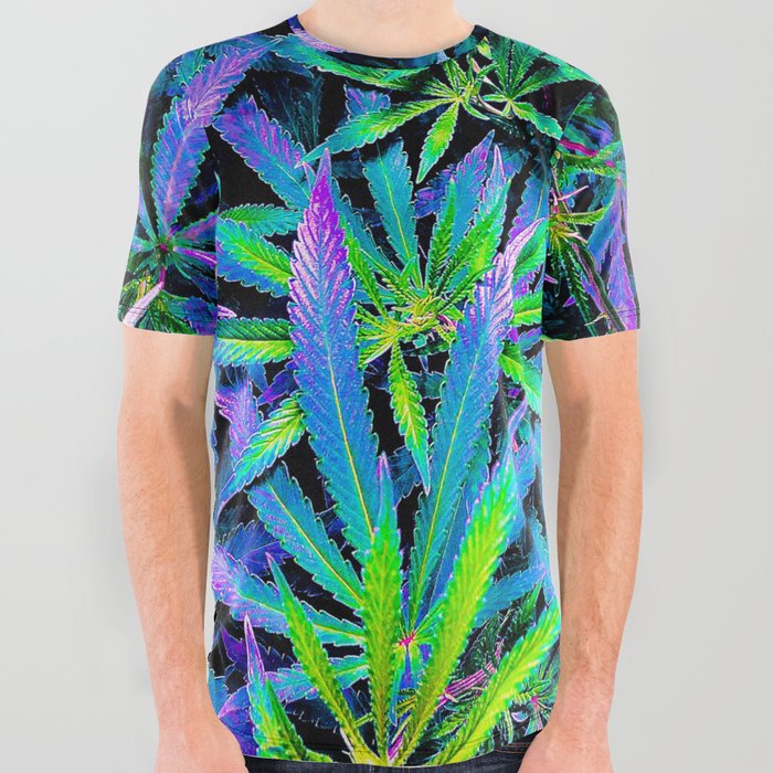 Neon Cannabis All Over Graphic Tee