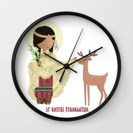 Santa Kateri Tekakwitha Wall Clock | Stkateri, Nature, Deer, Holyart, Babysaints, Ecology, Catholicmon, Virgin, Drawing, Catolicismo 