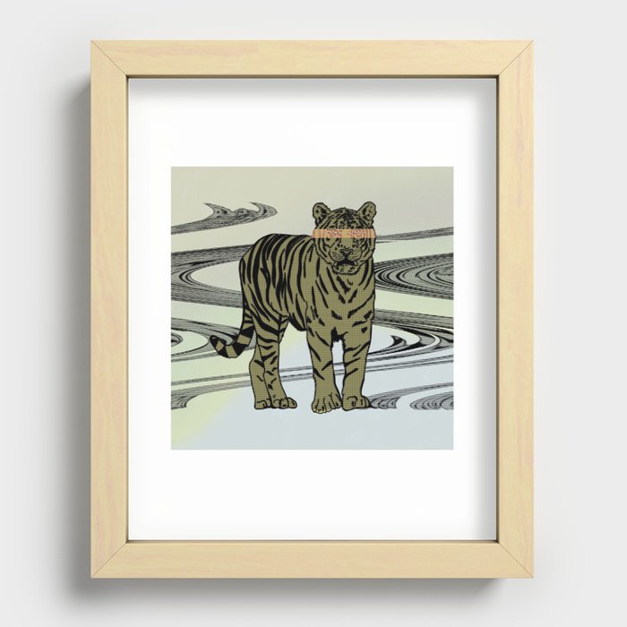 Graphic Tiger Glitch Recessed Framed Print